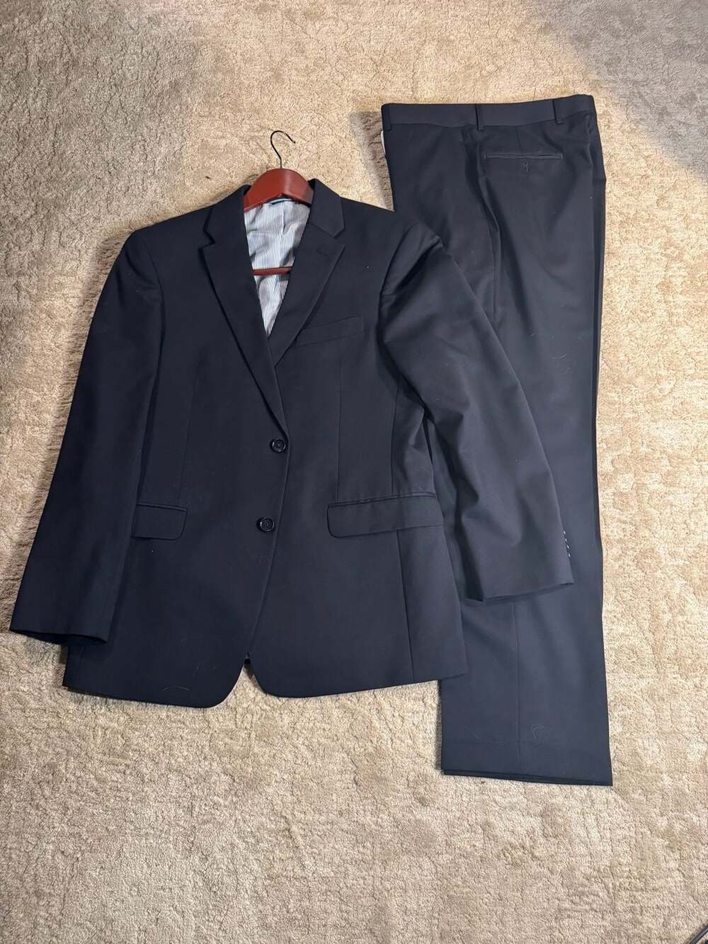 Tommy Hilfiger Men's Navy Blue 100% Wool Two-Piece Suit